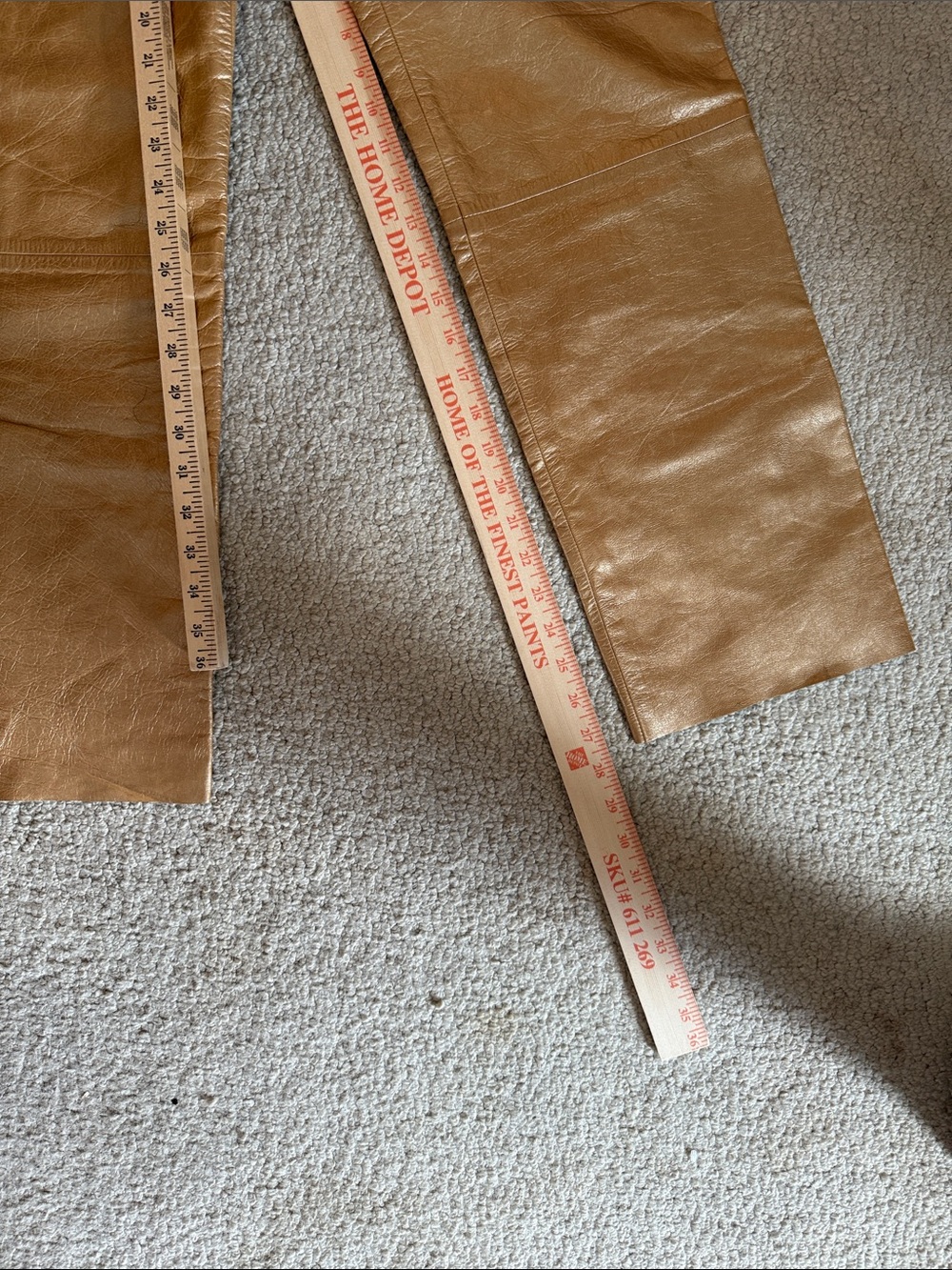 Banana Republic Vintage Gold Genuine Leather Pants Lined Split Leg | Size 6 - Picture 12 of 13